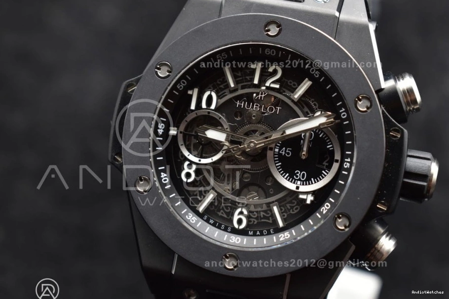 A 893 Black Rubber ZF Edition Skeleton on Dial Bang Strap Hublot BestValue 1:1 Unico Best Black Big Full 0105